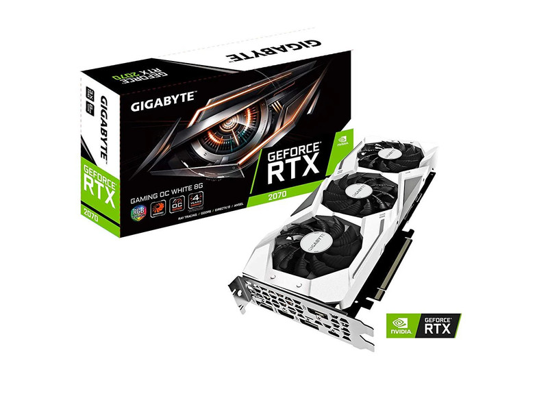 Gigabyte GeForce RTX 2070 Gaming OC 8GB GDDR6 PCI-E Gen 4x4 - Graphics Card - White - كرت الشاشة